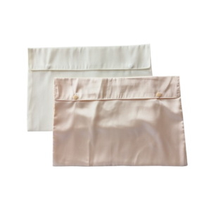 White and Satin Peach Plain Pajama Bag